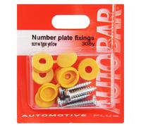 Autobar Screw & Cap Car Number Plate Fixings Yellow 4 Pack Yellow