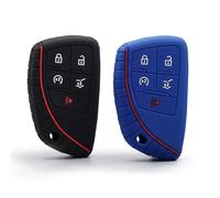 Autobase Silicone Car Key Fob Cover for Chevy Equinox (2025) - Rubber Remote Key Fob Protector Case - 5 Buttons - Black and Blue - 2 Pcs
