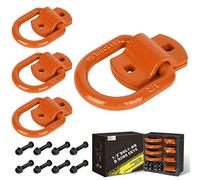 AUTOBOTS 1/2" Heavy Duty Bolt-On Forged D Ring, 12000Lbs Break Strength Tie Down Anchors Hooks, for Trailers, Trucks, and Cargo Tie Downs (Pack of 4) Orange