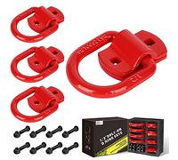 AUTOBOTS 1/2" Heavy Duty Bolt-On Forged D Ring, 12000Lbs Break Strength Tie Down Anchors Hooks, for Trailers, Trucks, and Cargo Tie Downs (Pack of 4) Red