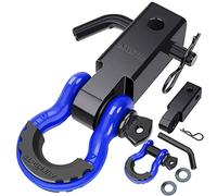 AUTOBOTS Shackle Hitch Receiver 2", 45,000 Lbs Break Strength Heavy Duty Receiver with 5/8" Screw Pin, 3/4" D Ring Shackles, Towing Accessories for Vehicle Recovery Off-Road, Blue&Black