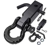 AUTOBOTS Shackle Hitch Receiver 2", 45,000 Lbs Break Strength Heavy Duty Receiver with 5/8" Screw Pin, 3/4" D Ring Shackles, Towing Accessories for Vehicle Recovery Off-Road, Black&Black