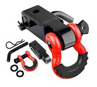 AUTOBOTS Tow Hitch Receiver 2", 45,000 Lbs Break Strength Heavy Duty Receiver with 5/8" Screw Pin, 3/4 Shackle, Towing Accessories for Vehicle Recovery Off-Road Red&Black