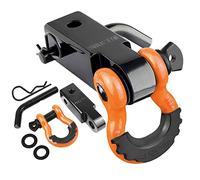 AUTOBOTS Tow Hitch Receiver 2", 45,000 Lbs Break Strength Heavy Duty Receiver with 5/8" Screw Pin, 3/4 Shackle, Towing Accessories for Vehicle Recovery Off-Road Orange&Black