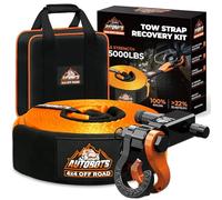 AUTOBOTS Tow Strap Heavy Duty 3" x 30 ft (35,000 lbs) with Split Shackle Hitch Receiver Hooks Winch Recovery Rope Towing Strap,Offroad Recovery Kit for Jeep Truck Vehicle