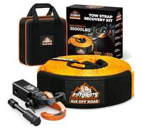 AUTOBOTS Tow Strap Heavy Duty 3" x 30 ft (35,000 lbs) with Split Shackle Hitch Receiver Hooks Winch Recovery Rope Towing Strap,Offroad Recovery Kit for Jeep Truck Vehicle