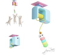 Autobounce USB-C Ceiling Cat Teaser, [NEW]Ceiling Cat Teaser with Self Adhesive,Interactive Electric Cat Toy with Self Adhesive Suction Cup Indoor Door Frame Hanging,Blue