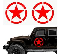 Autodomy 4x4 Off Road Military Star US Army Stickers Pack 2 Units for Car (Red, 20 Cm)