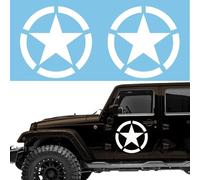Autodomy 4x4 Off Road Military Star US Army Stickers Pack 2 Units for Car (White, 10 cm)