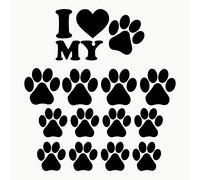 Autodomy Adhesive Stickers Vinyl Dog Paw Prints 13 Units | Paw Print Car Stickers Outdoor Use | Paws Board Car Sign Resistant to Rain, Sun, and Car Wash (Black)