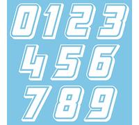 Autodomy Motorcycle Motocross Number Start Number Stickers Pack of 10 | Motocross Numbers for Motorbike Quad ATV Resistant to Rain and Sun (White)