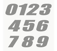 Autodomy Motorcycle Motocross Number Start Number Stickers Pack of 2 | Motocross Numbers for Motorbike Quad ATV Resistant to Rain and Sun (Silver)