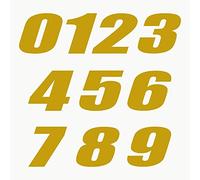 Autodomy Motorcycle Motocross Number Start Number Stickers Pack of 2 | Motocross Numbers for Motorbike Quad ATV Resistant to Rain and Sun (Gold)