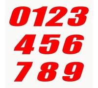 Autodomy Motorcycle Motocross Number Start Number Stickers Pack of 2 | Motocross Numbers for Motorbike Quad ATV Resistant to Rain and Sun (Red)