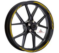 Autodomy Pack 6 Units Wheel Rim Stickers Desing Racing | Complete set for 2 Motorcycle Wheel Stripes 15" to 19" Resistant Rain and UV | Motorbike Stickers (Gold)