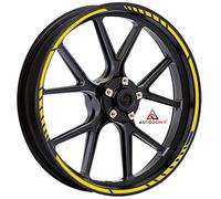 Autodomy Pack 6 Units Wheel Rim Stickers Desing Sport | Complete set for 2 Motorcycle Wheel Stripes 15" to 19" Resistant Rain and UV | Motorbike Stickers Yellow
