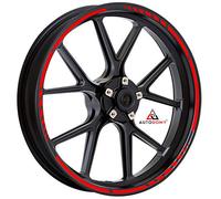 Autodomy Pack 6 Units Wheel Rim Stickers Desing Sport | Complete set for 2 Motorcycle Wheel Stripes 15" to 19" Resistant Rain and UV | Motorbike Stickers Red