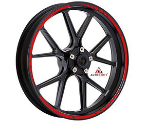 Autodomy Pack 6 Units Wheel Rim Stickers Desing Sport | Complete set for 2 Motorcycle Wheel Stripes 15" to 19" Resistant Rain and UV | Motorbike Stickers Red
