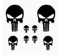 Autodomy Pack of 8 Units Melted Skull Stickers | Sticker Punisher Vinyl Waterproof and UV Resistant | Skull Sticker External for Car, Helmet and Motorbike (Black)