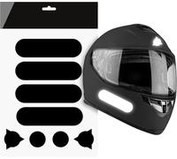 Autodomy Set of 8 Reflective Motorcycle Helmet Stickers | Universal Adhesive Strips Approved for Safety and Visibility | Motorcycle Racing Helmet Stickers Desing (Black)