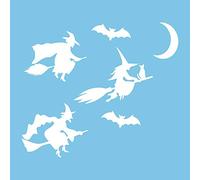 Autodomy Witches Moon Bats Stickers Pack 6 Units | Witch Car Sticker or Motorcycle | Witch Halloween Decoration (White)