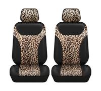 AUTOFAN Universal Fit Front Car Seat Covers (2-Pack) - Premium PU Leather with Leopard Print Design, Airbag Compatible, Easy Installation, Stylish Interior Upgrade for Cars & SUVs
