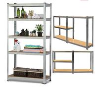 Autofather 5 Tier Garage Shelving Units 150x70x30cm - Metal Racking, Steel & MDF Boltless Shelves 175kg per Shelf 875kg Total Capacity Shelving for Garages and Sheds (Silver)