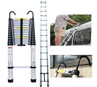Autofather 6.2m Telescoping Ladder w/Detachable Safety Hook, Aluminum Telescopic Ladder Extension Tall Multi Purpose Loft Ladder, 150kg/330lb Capacity, Safe & Compact