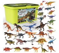AUTOFigure Dinosaur Animal Toys Set, 21 Pcs Realistic Dinosaurs Figure with T-Rex, Velociraptor, Storage Box, Map, Toy Playset-21 Pces Dinosaur Sets||12 Small Dinosaurs