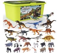 AUTOFigure Dinosaur Animals Toys Sets,21PCS Dinosaurs Animal Toys with 100x70cm Play Mat Realistic Plastic Animal Figures-21 Pces Dinosaur+12 Small Animals