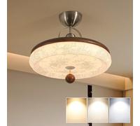 AUTOFigure French Retro Nanyang Style Printed Ceiling Light, 3-Color Dimmable Lamp for Bedroom Master Room Study, Vintage Home Lighting,Walnut color-B