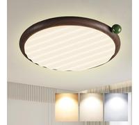 AUTOFigure French Retro Wabi-Sabi Ceiling Light, 3-Color Dimmable Full Spectrum Eye-Care Lamp for Bedroom Study, Creative Chip Bean Shape Lighting,Wood color -40cm