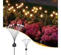 AUTOFigure LED Solar Garden Stake Lights Outdoor, IP65 Waterproof Firefly Landscape Lights, Solar Powered Pathway Lights for Yard Patio Lawn Walkway Decor, 10 heads-2Pcs