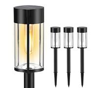 AUTOFigure Solar Garden Lights Outdoor, Round Vintage Tungsten LED Stake Lights, IP65 Waterproof Motion Sensor Decorative Landscape Lights for Garden Patio Yard,4 Pcs
