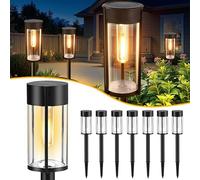 AUTOFigure Solar Powered Outdoor Landscape Lights, IP65 Waterproof Motion Sensor Round Tungsten LED Stake Lights, Decorative Garden Lights for Lawn Patio Pathway,8 Pcs
