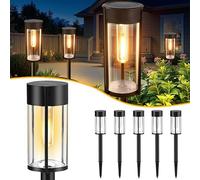AUTOFigure Solar Powered Outdoor Landscape Lights, IP65 Waterproof Motion Sensor Round Tungsten LED Stake Lights, Decorative Garden Lights for Lawn Patio Pathway,6 Pcs