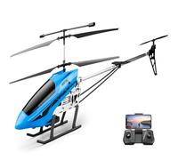 AUTOFigure Ultra Large Alloy Remote Control Helicopter, Obstacle Avoidance RC Drone Toy with M6 Aerial Photography Charging Crash Resistant Flight Model-Blue||3 Pcs Battery