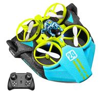 AUTOFigure V24 Remote Control Airplane, 2.4ghz Three In One Unmanned Helicopter, Sea, Land, And Air Flying Car, 360° Flips, One-Key Takeoff/Landing Quadcopter-Green||3 Pcs Batteries