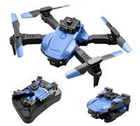 AUTOFigure V26 Fold Drone, Remote Control Airplane with Camera 4K HD, Gravity Sensor Mode, 3D Flips, App Control, Trajectory Flight, RC Quadcopter Drones-Blue No Aerial photography||4 PCS Battery
