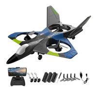 AUTOFigure V27 Remote Control Plane 2.4GHz RC Planes with LED Lights, 3 Spare Batteries, 4 Spare Propellers - Perfect for Kids, Boys, Beginners, and Adults-Blue 4k Aerial Photography||3Pcs Battery