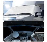 Autofit RV Windshield Cover for Class C Ford E450 1997-2023 RV Front Windshield Cover with Steering Wheel Protector Motorhome Windshield Cover Snow Cover for RV 4 Layers with Mirror Cutouts