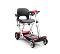 AutoFold Elite Folding Mobility Scooter with Remote Auto Folding, Lightweight Lithium Battery, Digital LCD Display, Puncture Proof Tyres, Adjustable Tiller, Compact Travel Mobility Scooter (Red)