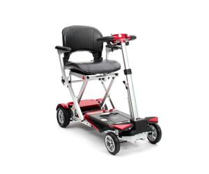 AutoFold Elite Folding Mobility Scooter with Remote Auto Folding, Lightweight Lithium Battery, Digital LCD Display, Puncture Proof Tyres, Adjustable Tiller, Compact Travel Mobility Scooter (Red)