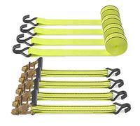 Autofonder 4PC 1.5" x15ft Ratchet Straps Heavy Duty-3000 lbs Break Stength,1000lbs Working Load-Cargo Tie Down Straps with Coated Double J Hooks for Securing Household Appliances, ATVS or Motorcycles