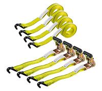 Autofonder 4pcs 1-1/2 x 15 ft Heavy Duty Ratchet Cargo Tie Down Straps 3000 lbs Tie-Down Ratcheting Straps Wire Hook Ends, J-Hook Ratchet Strap TieDowns