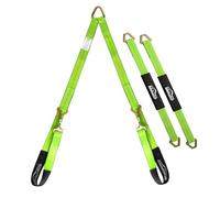 Autofonder V-Bridle Strap 2" x 4' w/Snap Hooks w/Cordura Sleeve and 2 Pack 2"x 36" Axle Straps, D Ring Middle, for Car Hauler, Rollback, Flat Bed, Tow Truck, Wreck & Recovery
