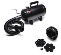 AUTOFU 2800W Variable Speed Dog Cat Pet Grooming Hair Dryers Blaster High Velocity Hairdryer Low Noise with Flexible Hose and Three Function Nozzles Temperature 30℃ or 70℃ Black