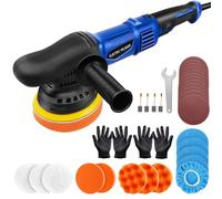 AUTOFU 5-Inch Car Polisher Dual Action Random Orbital Waxer Polisher 6 Variable Speeds Electric Buffer Machine Kit with Polishing Pads and Sanding Papers for Car Detailing, Waxing and Sanding