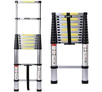 AutoFu 5M Silver Aluminum Extension Ladder Portable Ladder with Attic Roof Hook Kit for Outdoor Indoor Use Max Load 330lbs/150kg