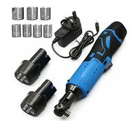 AUTOFU Cordless Electric Ratchet Wrench, 3/8 inch 40 Ft-lbs 12V Power Right Angle Ratchet Wrench Kit w/ 60-Min Fast Charge, Variable Speed Trigger, 2 x 1.5Ah Lithium-Ion Batteries, 7 Sockets